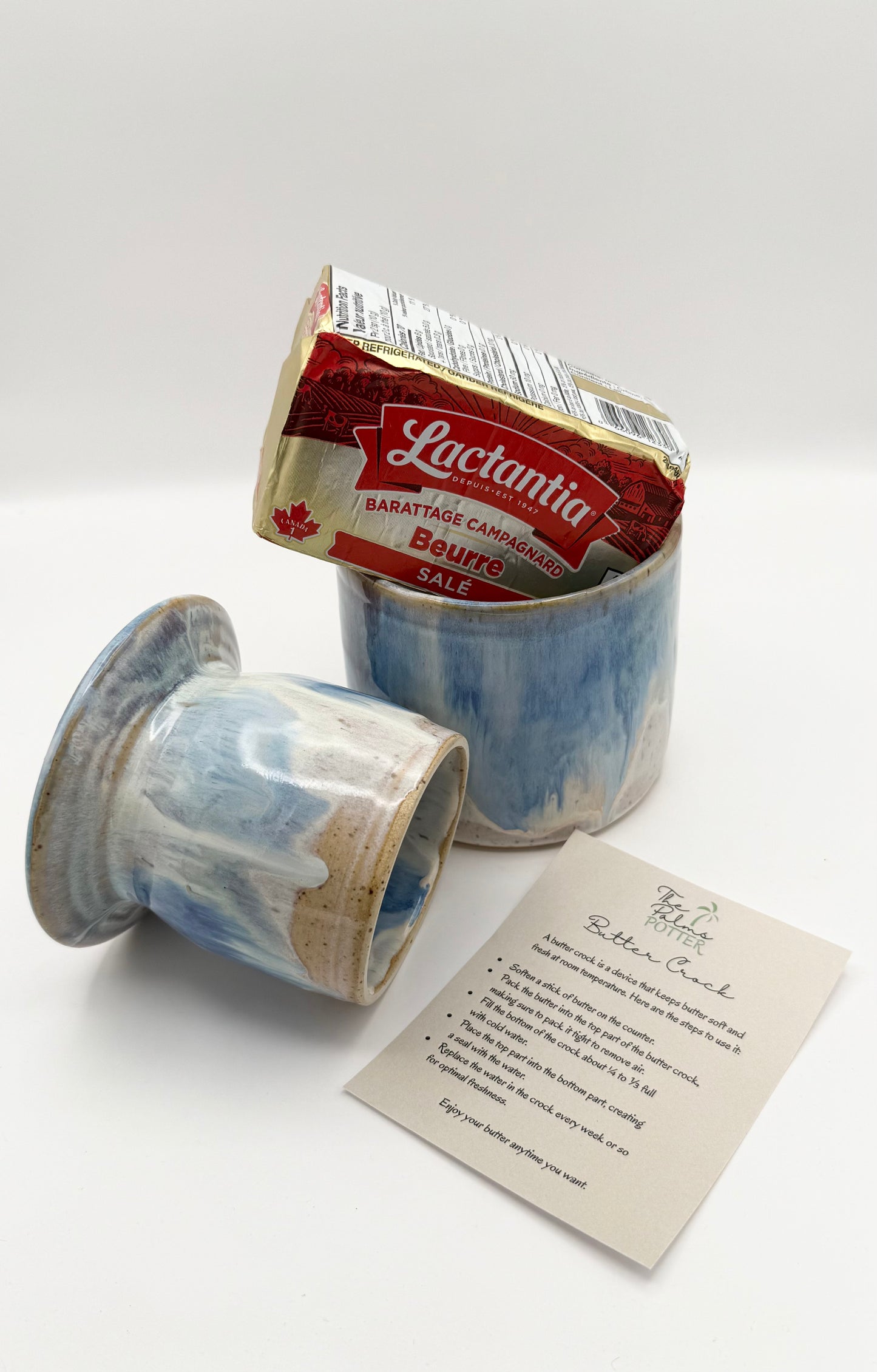 Watercolor Butter Crock